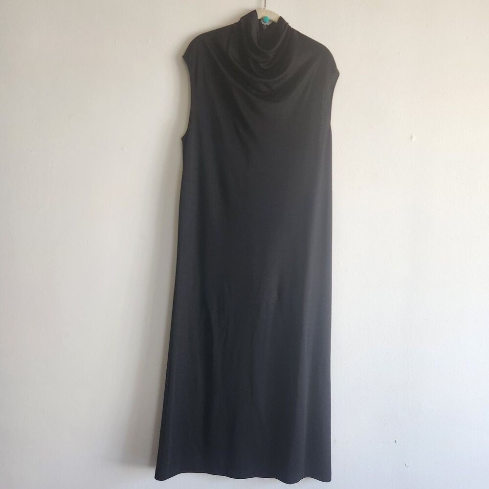 Cos Women's Black Sleeveless Cowl Neck Midi Dress Sz M event guest holiday